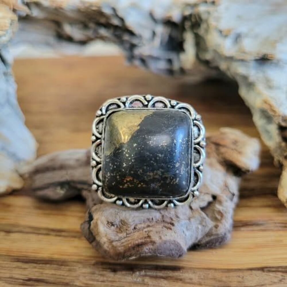 Pyrite Stone Ring - Size 9